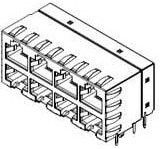 44520-0004, Modular Connectors / Ethernet Connectors MODJACK CAT5 STACKD 50 SAU 8 PORT