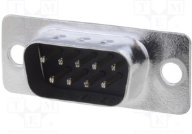 DE09-PT-1, Conn D-Sub PL 9 POS 1.38mm Solder ST Thru-Hole 9 Terminal 1 Port Tray