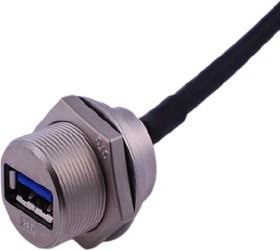 Straight, Panel Mount, Socket Type A 3.0 IP68 Type A USB Connector