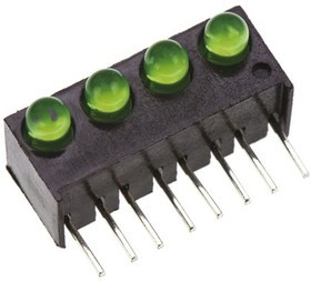 551-1307-004F, Green Right Angle PCB LED Indicator, 4 LEDs, Through Hole 1.9 V