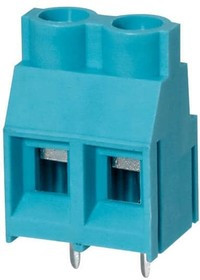 TB005-762-02BE, Fixed Terminal Blocks Terminal block, screw type, 7.62 , horizontal, 2 poles, CUI Blue, slotted screw, PCB mount