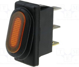 R1370B801Y, ROCKER; SPST; Pos: 2; ON-OFF; 10A/250VAC; orange; IP65; neon lamp R1370B801Y, ROCKER; SPST; Pos: 2; ON-OFF; 10A/250VAC; orange; IP65; neon lamp