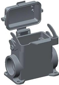 T1660103232-000, Разъем для тяжелых условий, Base, Bulkhead Mount, Side Entry, Корпус из Сплава Алюминия, 1 Рычаг