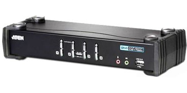 CS1764A, 4 Port USB DVI KVM Switch, 3.5 mm Stereo 1920 x 1200 Maximum Resolution
