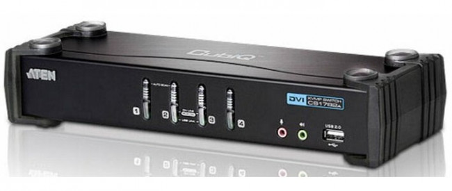 CS1764A, 4 Port USB DVI KVM Switch, 3.5 mm Stereo 1920 x 1200 Maximum Resolution