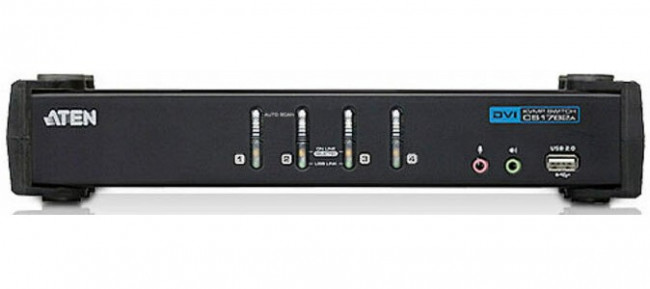CS1764A, 4 Port USB DVI KVM Switch, 3.5 mm Stereo 1920 x 1200 Maximum Resolution