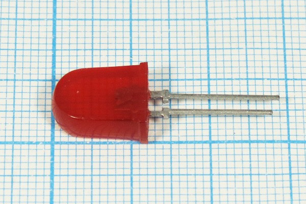 Светодиод 8 x11, красный, 12 мкд, угол 60, цвет линзы: красный матовый, КИПД36А2-К