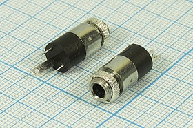 Гнездо Audio Jack стерео 3.5мм, на панель; №10023 гн 3,5стерео\3C\пан М6\мет/плас\\ST3092\
