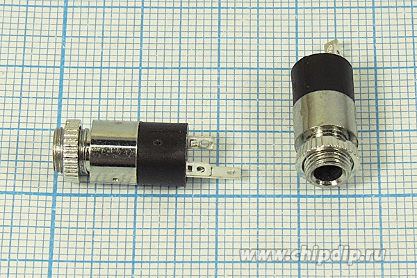 Гнездо Audio Jack стерео 3.5мм, на панель; №10023 гн 3,5стерео\3C\пан М6\мет/плас\\ST3092\