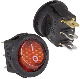 KCD5-101N-C3-R/3P on-off, Клавишный переключатель KCD5-101N-C3-R/3P, ON-OFF, 3 контакта, красный