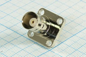 Высокочастотное гнездо BNC с креплением на панель, с фланцем; №1124 гн BNC\\пан\\флан 4отв