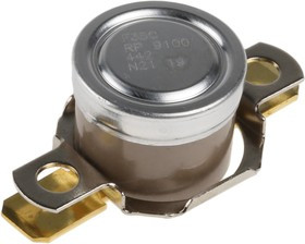 2455RP 9100-442 F35C, Bi-Metallic Thermostat, Opens at +20°C, Closes at +35°C, +186°C Max, NO, Automatic Reset