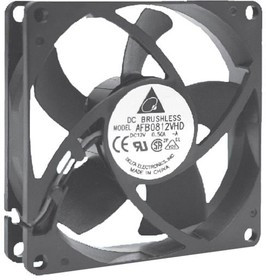 AFB0812LD-A, DC Fans DC Tubeaxial Fan, 80x20mm, 12VDC, Ball Bearing, Lead Wires