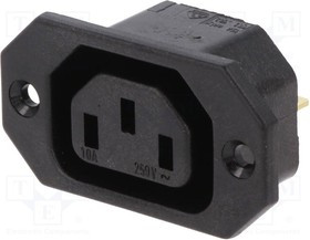 CS-020, Разъем: питания AC, гнездо, "мама", 10А, 250ВAC, IEC 60320, C13 (F)