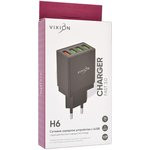 Блок питания (сетевой адаптер) VIXION H6 1xUSB QC 3.0, 3-USB 2A (черный)