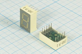 Светодиодный дисплей красный, 7 сегментов, 1 разряд, высота 14,2 мм, 1400 мкд, SC56-11HWA