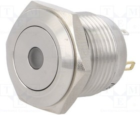 V16-10D-12Y-S, Переключатель антивандальный, Положения 2, SPST-NO, 2A/36ВDC