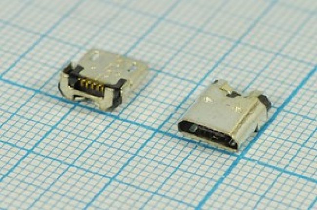 Разъем microUSB REV розетка, тип B, контакты 5C4HP, на плату, угловой, microUSBB5SDLREV