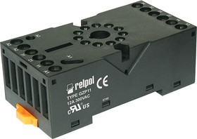 Цоколь GZP11, 12A(300VAC), черный, на рейку DIN35/на панель (2xM3), слот под модуль COM3, для R15-3C
