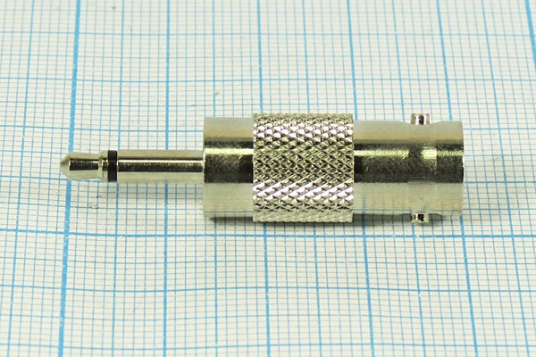 Высокочастотный переходник гнездо BNC на штекер 3,5 моно; №1588 гн BNC-штек 3,5моно