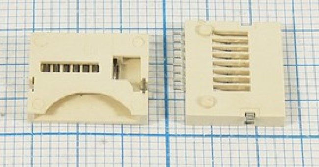 держатель карт памяти SD micro, 9-ть контактов, SMD; №2876 держ карт SD micro\ 9C\\SMD\\micro SD-10P