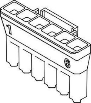 172672-2006, Power to the Board Super-Sabre 7.5mm Recp Hsg 6Ckt
