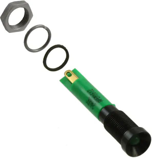 Q6R1BXXG24E, LED Panel Mount Indicators INDICATOR 24V 6MM RECESSED GRN