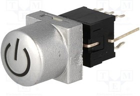 PB61302BL-1-101, Переключатель: клавиатура, Power, Пол: 2, DPDT, 0,1A/30ВDC, LED