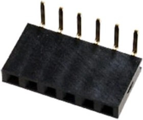 PBS-6R (DS-1024 - 1x6 - R), Гнездо на плату 2.54мм 1х6pin угловое