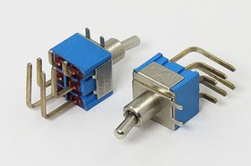 Рычажный переключатель (тумблер), 220В, 3А, переключение ON-OFF-ON, d 6.4, металлический, контакты 6PF, MTS-203-C4