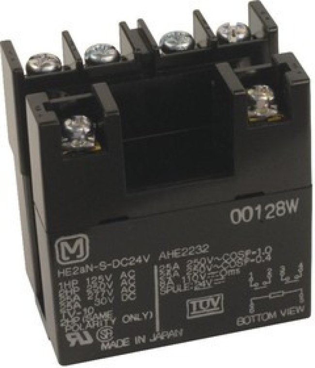 HE2AN-S-DC12V, Реле питания, DPST-NO, 12 В DC, 25 А, HE Series, Фланец, Без Защелки