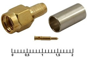SMA-C58P GOLD, Разъём высокочастотный, штекер SMA обжим на кабель RG58, золотой