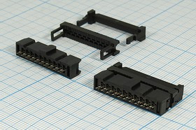 Разъем (IDC) IDC-20F розетка, шаг P2.54x2.54, контакты 20HP, на шлейф, IDC-20F