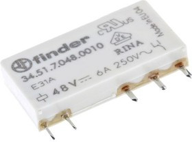 34.51.7.048.001, Реле: электромагнитное, SPDT, Uобмотки: 48ВDC, 6A/250ВAC, 6A/30ВDC