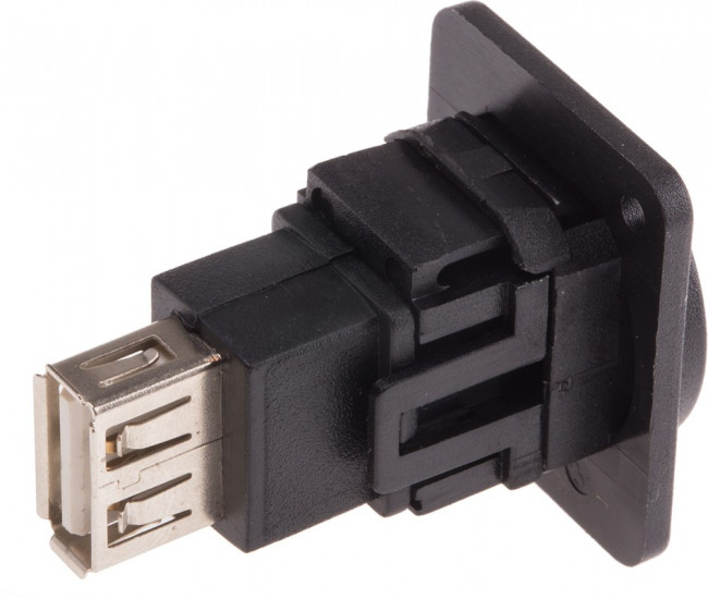 Straight, Panel Mount, Socket Type A to A 2.0 USB Connector Straight, Panel Mount, Socket Type A to A 2.0 USB Connector