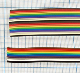 Шлейф плоский, сечение 20x0,08, шаг P1,27, цветной, RCA-20