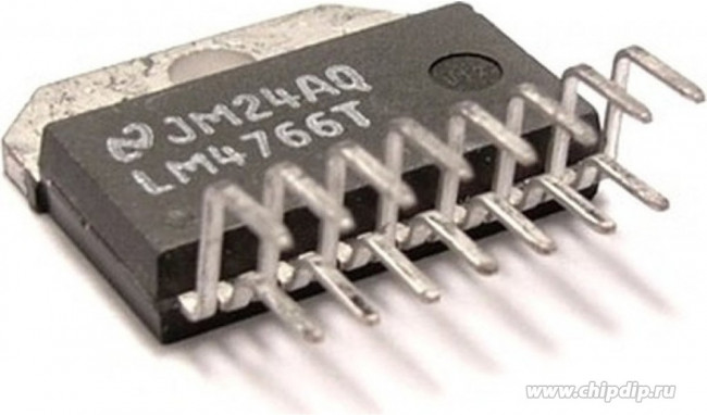 LM4766T/NOPB, Мощный усилитель НЧ с функцией "Mute", 2 х 40Вт, 8 Ом, 20/60В, [HZIP-15]