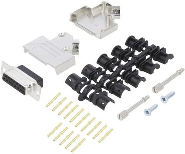 D45ZK15-DBCS-K, D-Sub; PIN: 15; plug; female; crimped; for cable; black