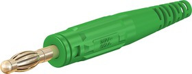 64.9195-25, Green Male Banana Plug, 4 mm Connector, Screw Termination, 32A, 30 V, 60V dc, Nickel Plating