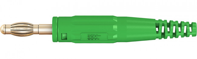 64.9195-25, Green Male Banana Plug, 4 mm Connector, Screw Termination, 32A, 30 V, 60V dc, Nickel Plating