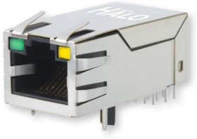 HFJT1-E1G46-L12RL, Modular Connectors / Ethernet Connectors 1G EXTTEMP 1x1 TabUp RJ45 w/MAG G/Y LED