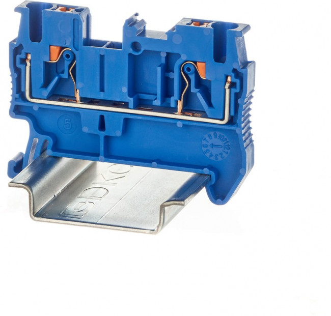 Клемма проходная зажим push-in 2 точки подключения 2.5кв.мм син. DKC VPR-2.5-BU