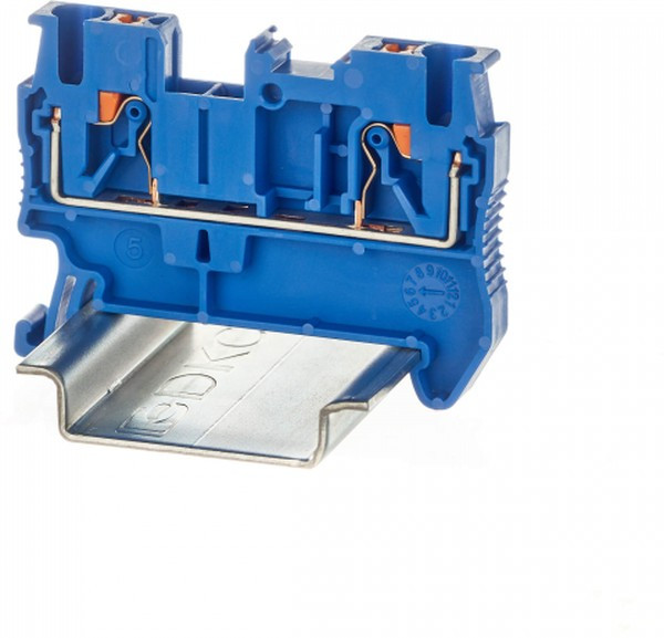 Клемма проходная зажим push-in 2 точки подключения 2.5кв.мм син. DKC VPR-2.5-BU