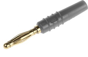 22.2618-28, Grey Male Banana Plug, 2mm Connector, Solder Termination, 10A, 30 V, 60V dc, Gold Plating