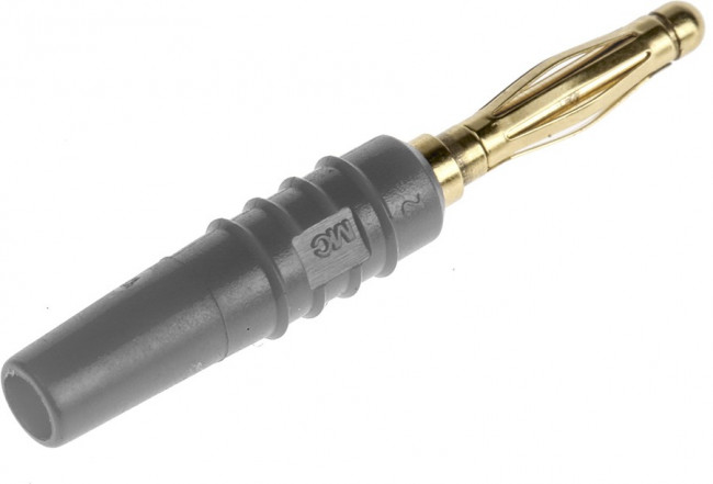 22.2618-28, Grey Male Banana Plug, 2mm Connector, Solder Termination, 10A, 30 V, 60V dc, Gold Plating