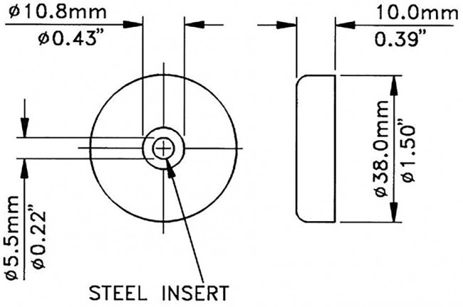 F1687-PE4, Резиновая прокладка / ножка, Винтовой Монтаж, 10 мм, 38 мм, Круглая, Черный F1687-PE4, Резиновая прокладка / ножка, Винтовой Монтаж, 10 мм, 38 мм, Круглая, Черный