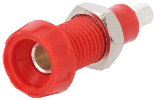 563-0500, Гнездо; "банан" 4мм; 10А; 250ВAC; 28,5мм; красный; никелированные