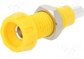 563-0700, Гнездо; "банан" 4мм; 10А; 250ВAC; 28,5мм; желтый; никелированные