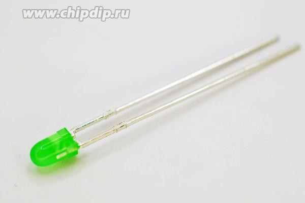 L-7104LGD (L-934LGD), Светодиод зеленый 60° d=3мм 2мКд 565нМ L-7104LGD (L-934LGD), Светодиод зеленый 60° d=3мм 2мКд 565нМ