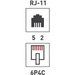 TJ3B-6P4C (05-1113), Розетка RJ14 телефонная на плату тип 3B